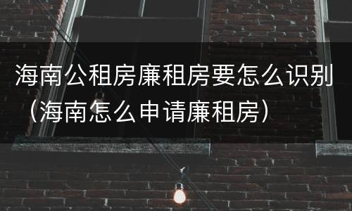 海南公租房廉租房要怎么识别（海南怎么申请廉租房）