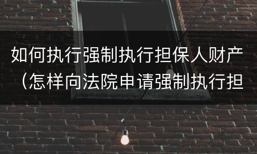 如何执行强制执行担保人财产（怎样向法院申请强制执行担保人的财产）