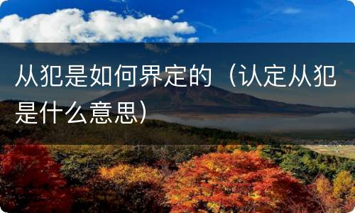 从犯是如何界定的（认定从犯是什么意思）