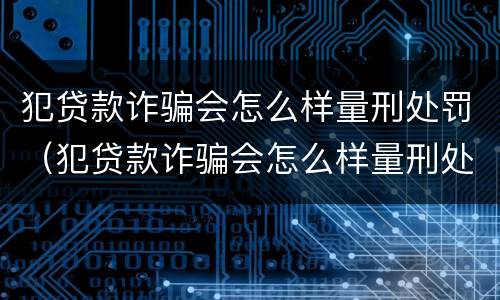 犯贷款诈骗会怎么样量刑处罚（犯贷款诈骗会怎么样量刑处罚吗）