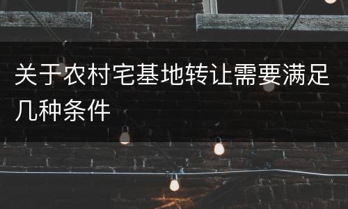 关于农村宅基地转让需要满足几种条件
