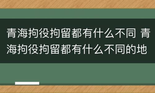 青海拘役拘留都有什么不同 青海拘役拘留都有什么不同的地方