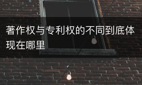 著作权与专利权的不同到底体现在哪里