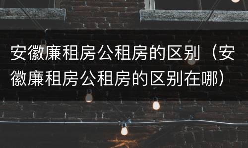 安徽廉租房公租房的区别（安徽廉租房公租房的区别在哪）