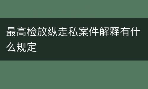 最高检放纵走私案件解释有什么规定