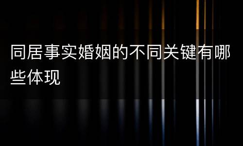 同居事实婚姻的不同关键有哪些体现