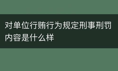对单位行贿行为规定刑事刑罚内容是什么样