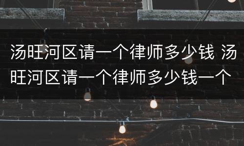 汤旺河区请一个律师多少钱 汤旺河区请一个律师多少钱一个月