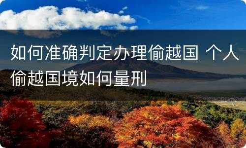 如何准确判定办理偷越国 个人偷越国境如何量刑