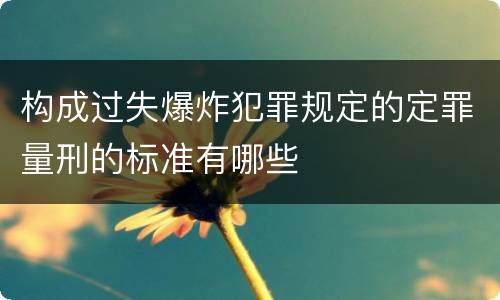 构成过失爆炸犯罪规定的定罪量刑的标准有哪些