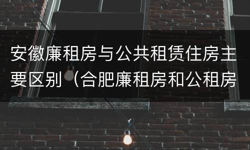 安徽廉租房与公共租赁住房主要区别（合肥廉租房和公租房的区别）