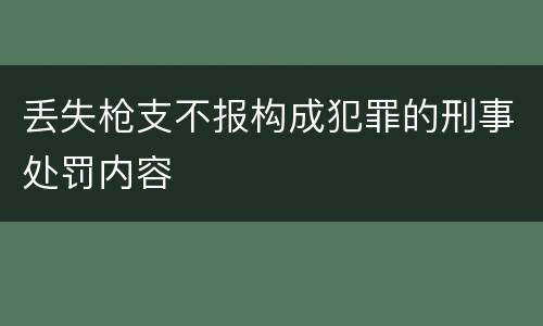 丢失枪支不报构成犯罪的刑事处罚内容