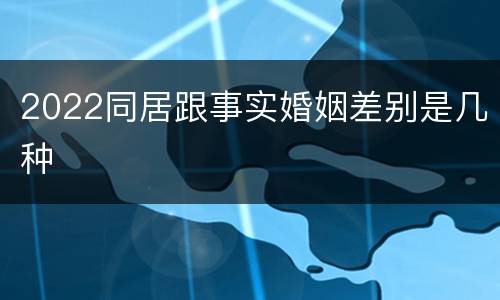 2022同居跟事实婚姻差别是几种