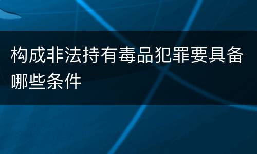 构成非法持有毒品犯罪要具备哪些条件