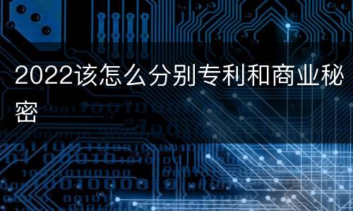 2022该怎么分别专利和商业秘密