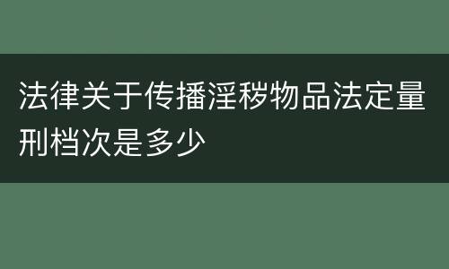 法律关于传播淫秽物品法定量刑档次是多少