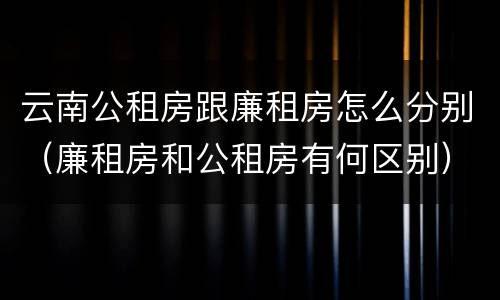 云南公租房跟廉租房怎么分别（廉租房和公租房有何区别）