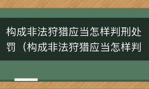 构成非法狩猎应当怎样判刑处罚（构成非法狩猎应当怎样判刑处罚）