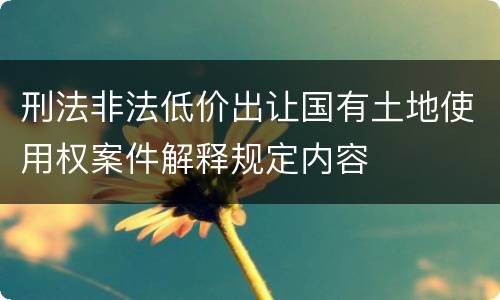 刑法非法低价出让国有土地使用权案件解释规定内容