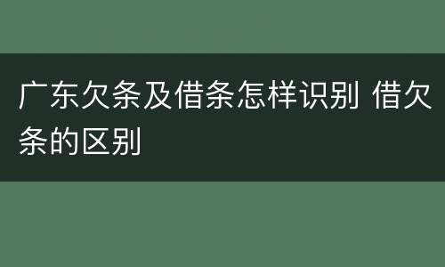 广东欠条及借条怎样识别 借欠条的区别