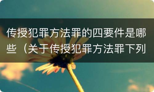 传授犯罪方法罪的四要件是哪些（关于传授犯罪方法罪下列表述正确的是）
