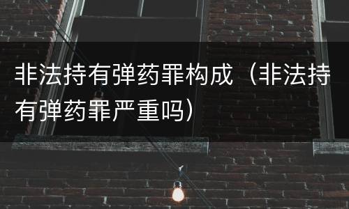 非法持有弹药罪构成（非法持有弹药罪严重吗）