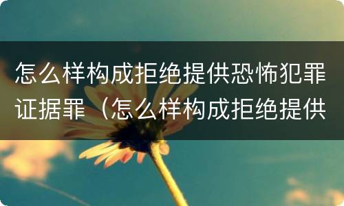 怎么样构成拒绝提供恐怖犯罪证据罪（怎么样构成拒绝提供恐怖犯罪证据罪名）