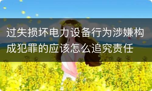 过失损坏电力设备行为涉嫌构成犯罪的应该怎么追究责任