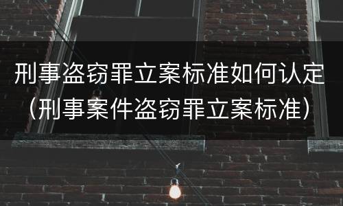 刑事盗窃罪立案标准如何认定（刑事案件盗窃罪立案标准）