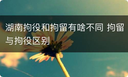 湖南拘役和拘留有啥不同 拘留与拘役区别