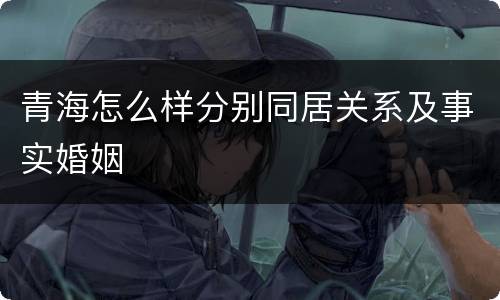 青海怎么样分别同居关系及事实婚姻