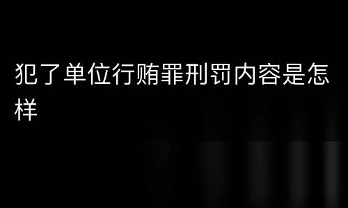 犯了单位行贿罪刑罚内容是怎样
