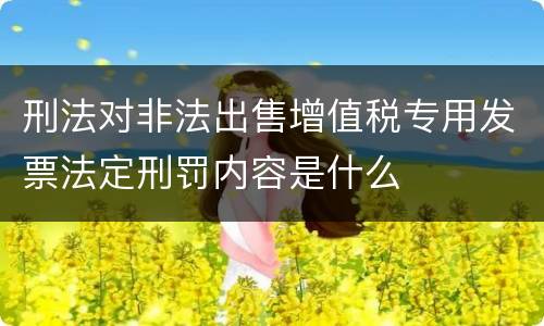 刑法对非法出售增值税专用发票法定刑罚内容是什么