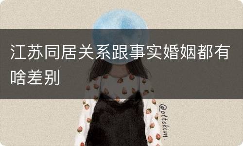 江苏同居关系跟事实婚姻都有啥差别