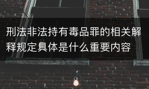 刑法非法持有毒品罪的相关解释规定具体是什么重要内容