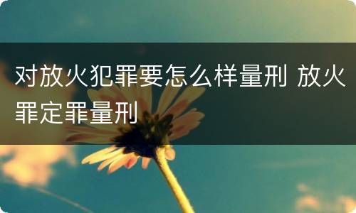 对放火犯罪要怎么样量刑 放火罪定罪量刑