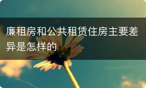 廉租房和公共租赁住房主要差异是怎样的