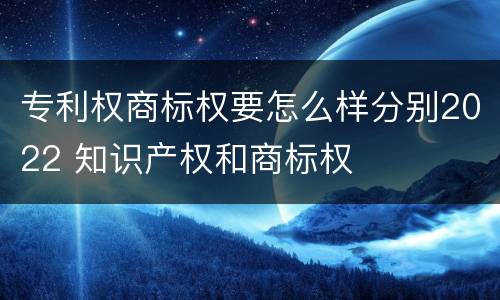专利权商标权要怎么样分别2022 知识产权和商标权