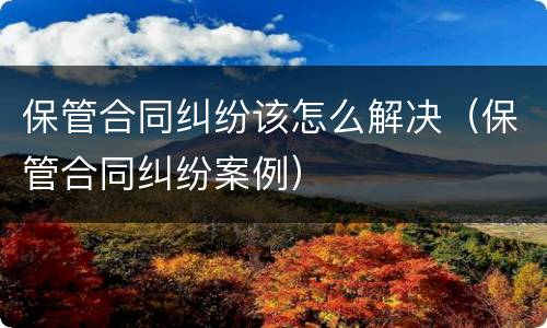 保管合同纠纷该怎么解决（保管合同纠纷案例）