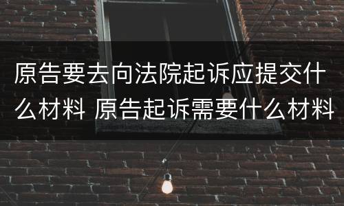 原告要去向法院起诉应提交什么材料 原告起诉需要什么材料