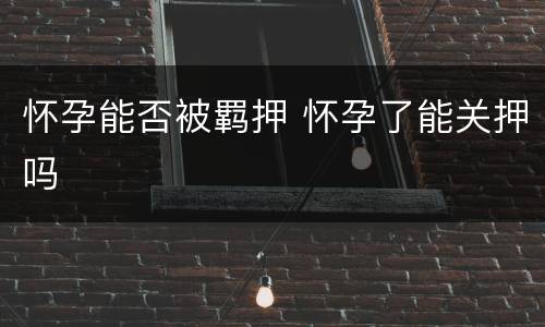 怀孕能否被羁押 怀孕了能关押吗
