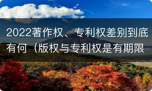 2022著作权、专利权差别到底有何（版权与专利权是有期限的吗）
