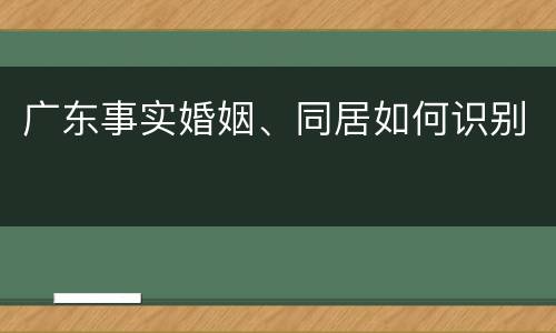 广东事实婚姻、同居如何识别