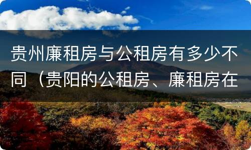 贵州廉租房与公租房有多少不同（贵阳的公租房、廉租房在什么地方?）