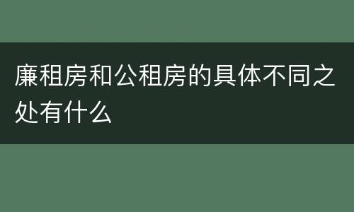 廉租房和公租房的具体不同之处有什么