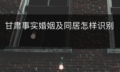 甘肃事实婚姻及同居怎样识别
