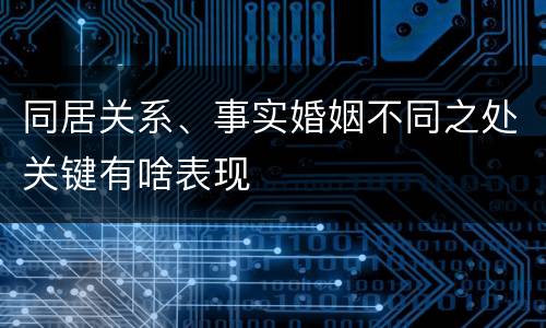 同居关系、事实婚姻不同之处关键有啥表现