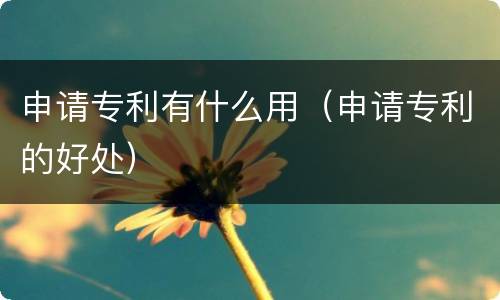 申请专利有什么用（申请专利的好处）
