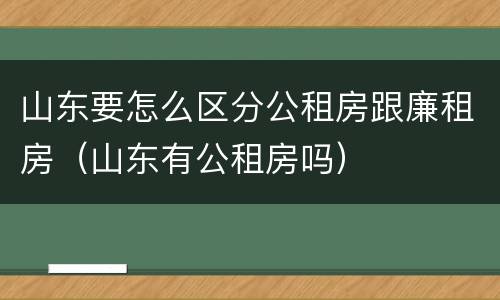 山东要怎么区分公租房跟廉租房（山东有公租房吗）