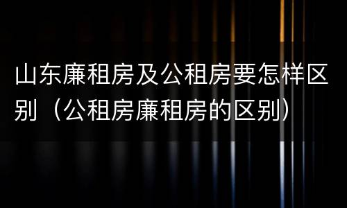 山东廉租房及公租房要怎样区别（公租房廉租房的区别）